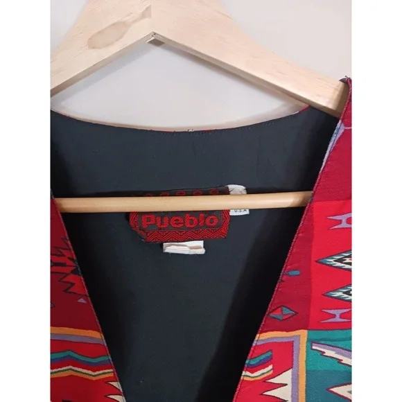 Vintage Pueblo Aztec Western Boho Cowboy Vest Made In USA Women's Size M - Picture 9 of 9